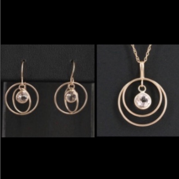 10k Earrings & Necklace w-Morganite Pendant - Picture 1 of 10